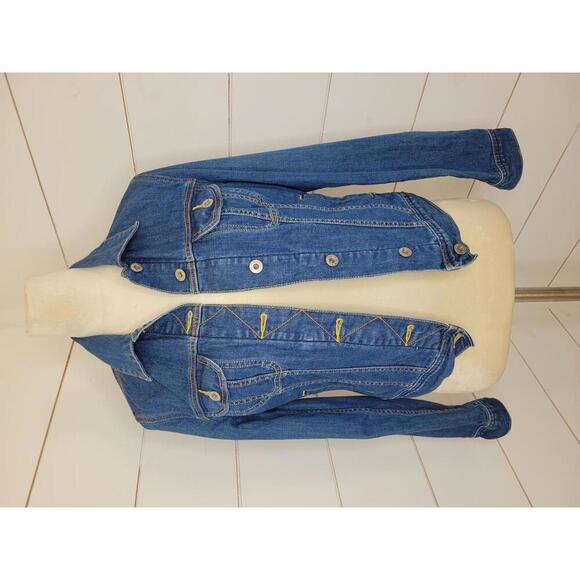 Lucky Brand small blue distressed denim jean jacket - Picture 1 of 5